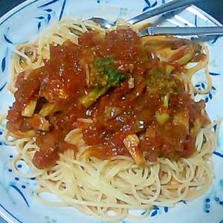 トマトとエリンギソースのスパゲティ